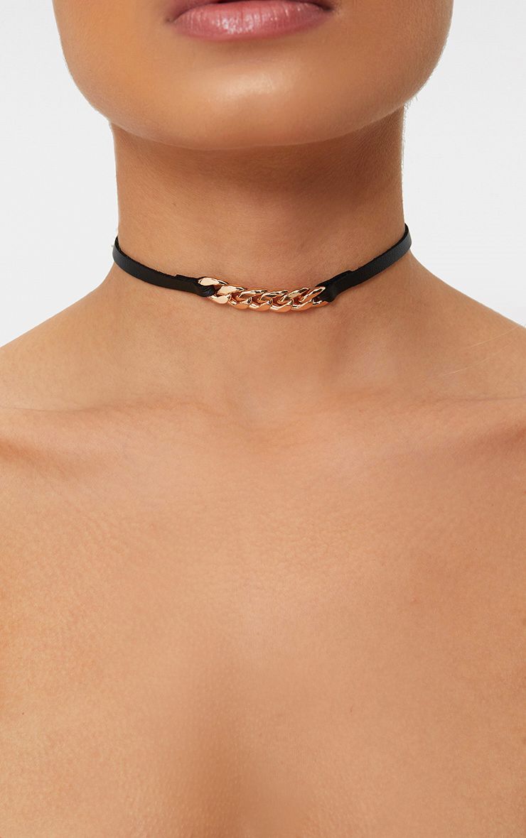 Brenda Black PU Thin Choker Jewellery PrettylittleThing
