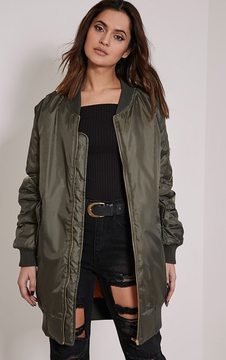 Er Jackets Women S Lightweight Prettylittlething Shelbi Khaki Longline Er Jacket