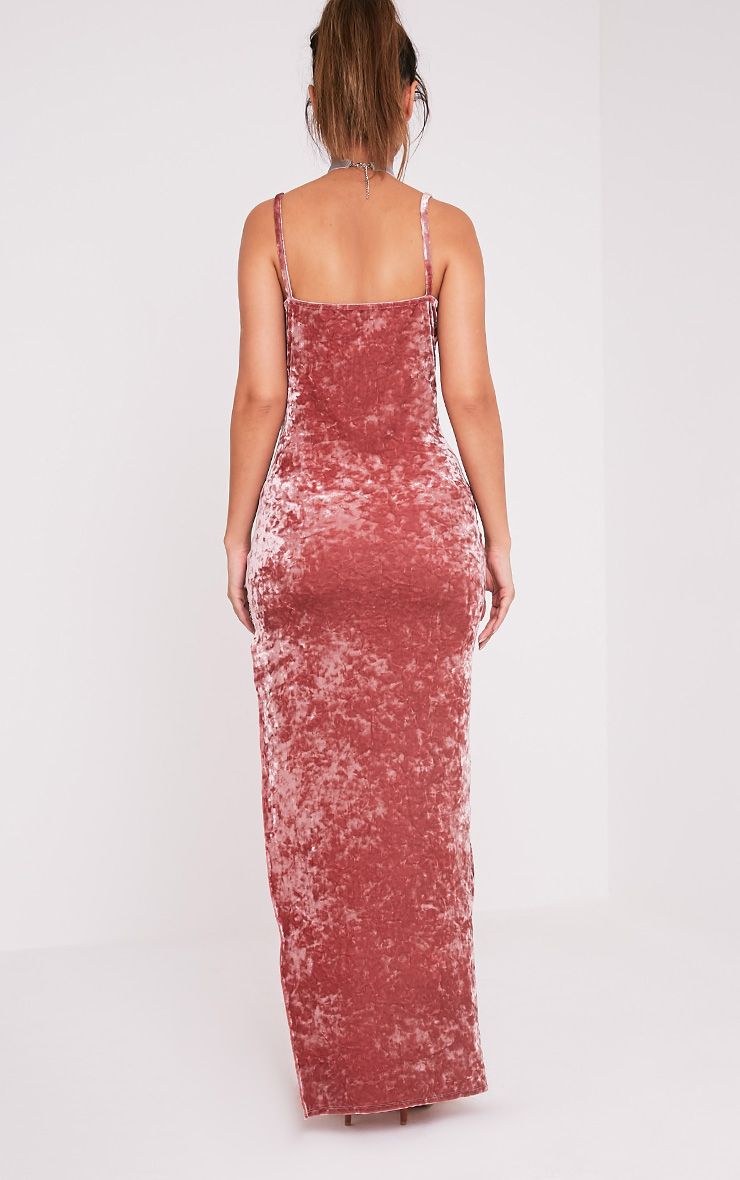 Sansia Pink Crushed Velvet Asymmetric Maxi Dress Dresses