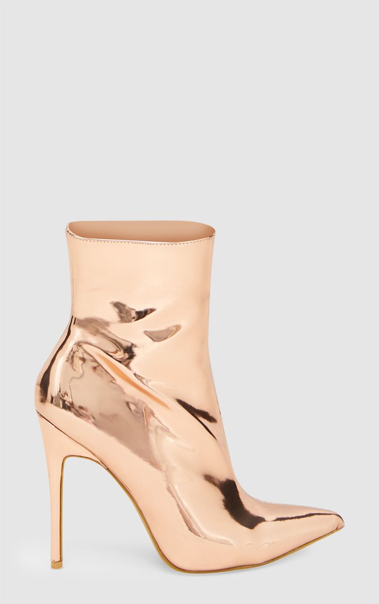 Rose Gold Metallic Heeled Ankle Boot PrettyLittleThing