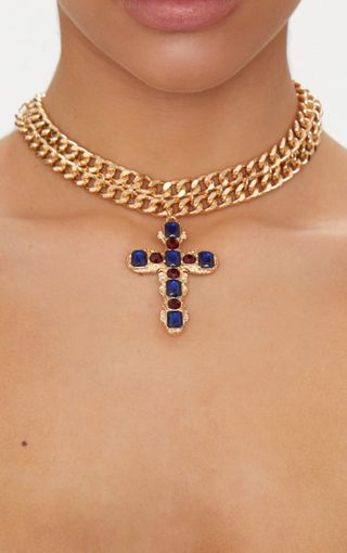 Bijou Ras De Cou - Collier Avec Pendentif Croix Et Strass - Neuf Avec étiquettes