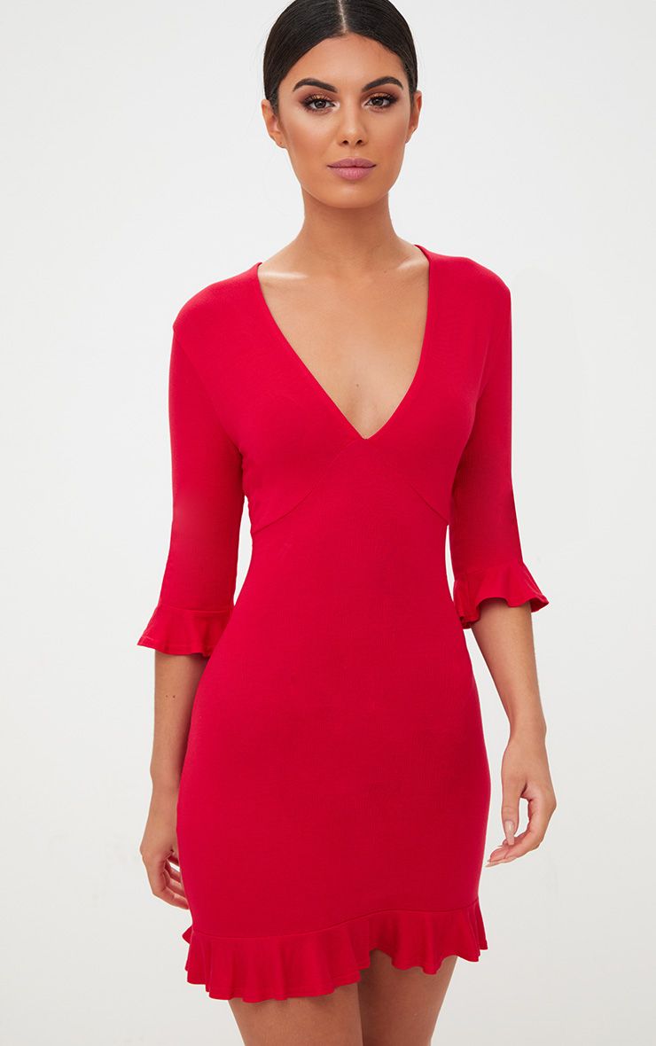 Isabella Burgundy Bandeau Frill Hem Midaxi Dress Dresses