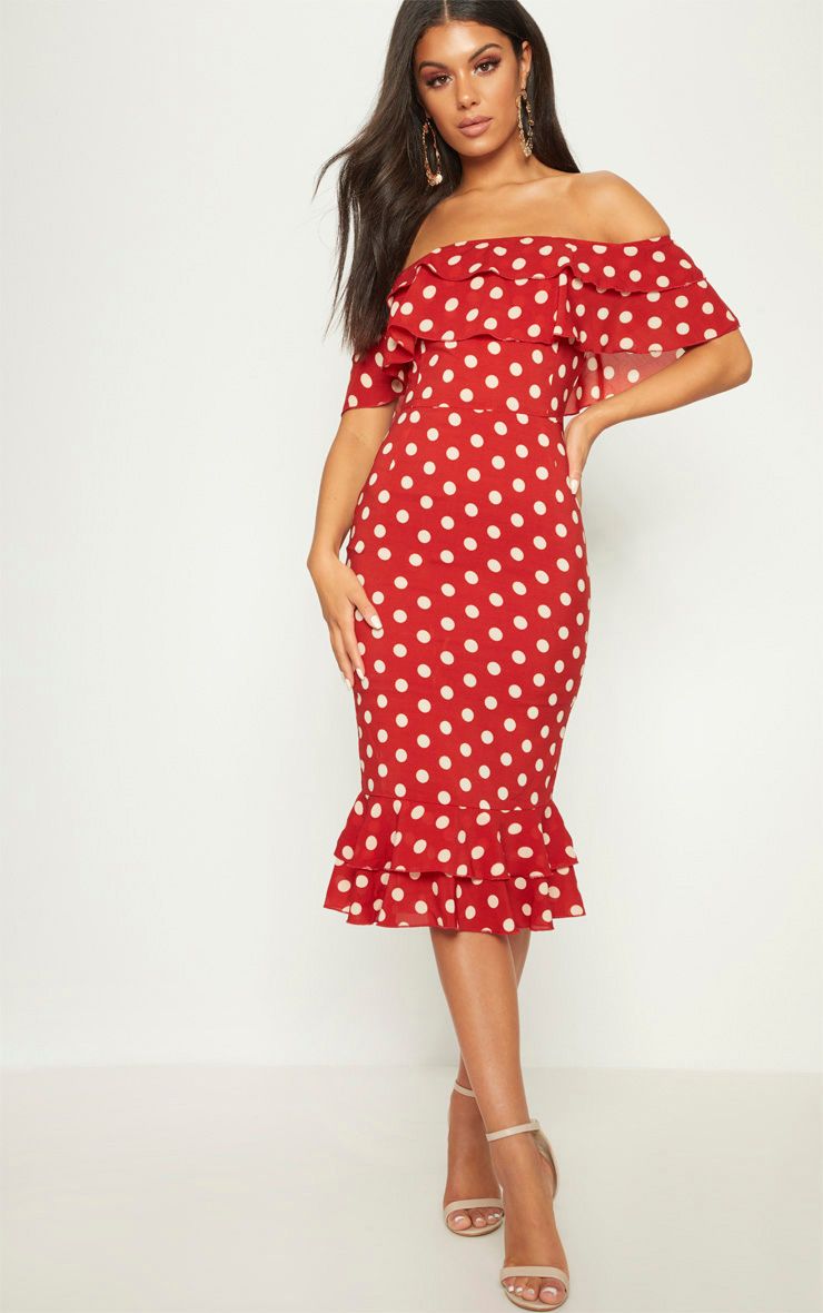 polka dot bardot dress