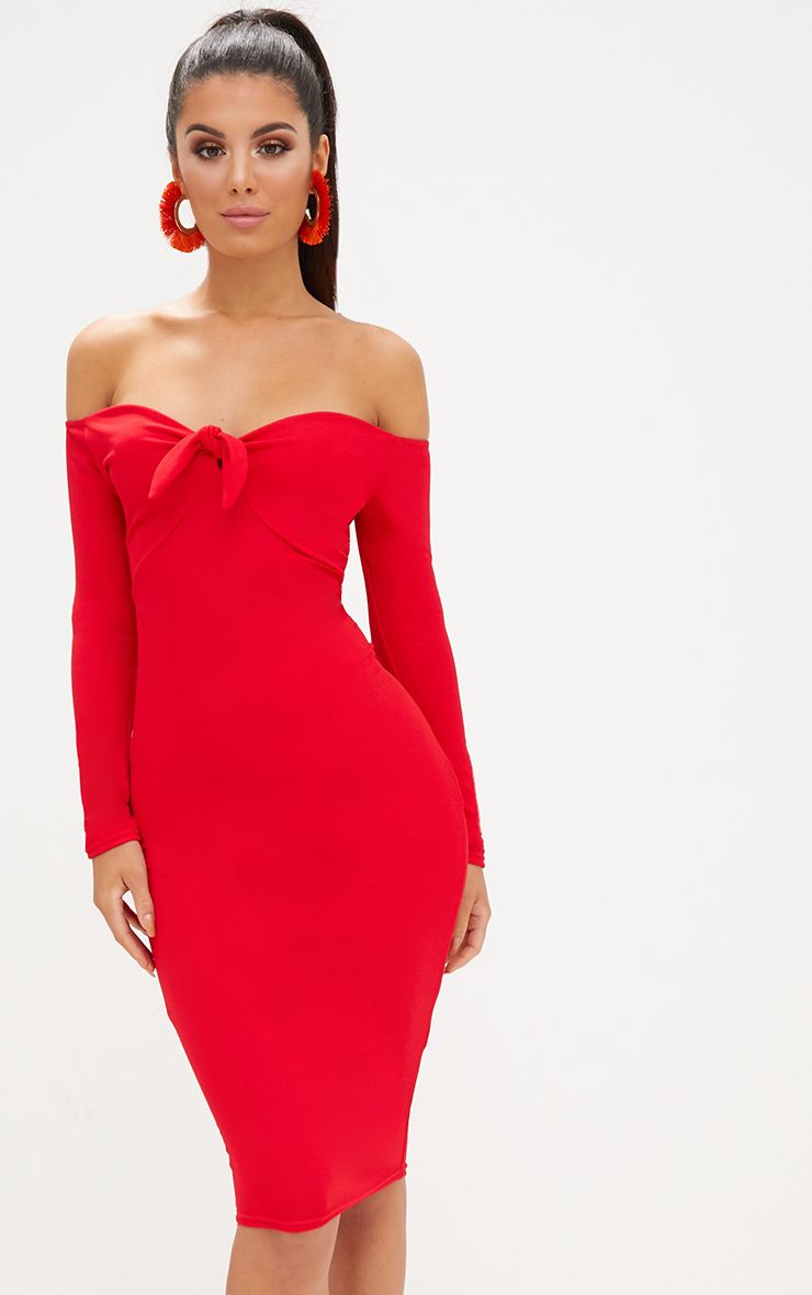 bardot tie front dress