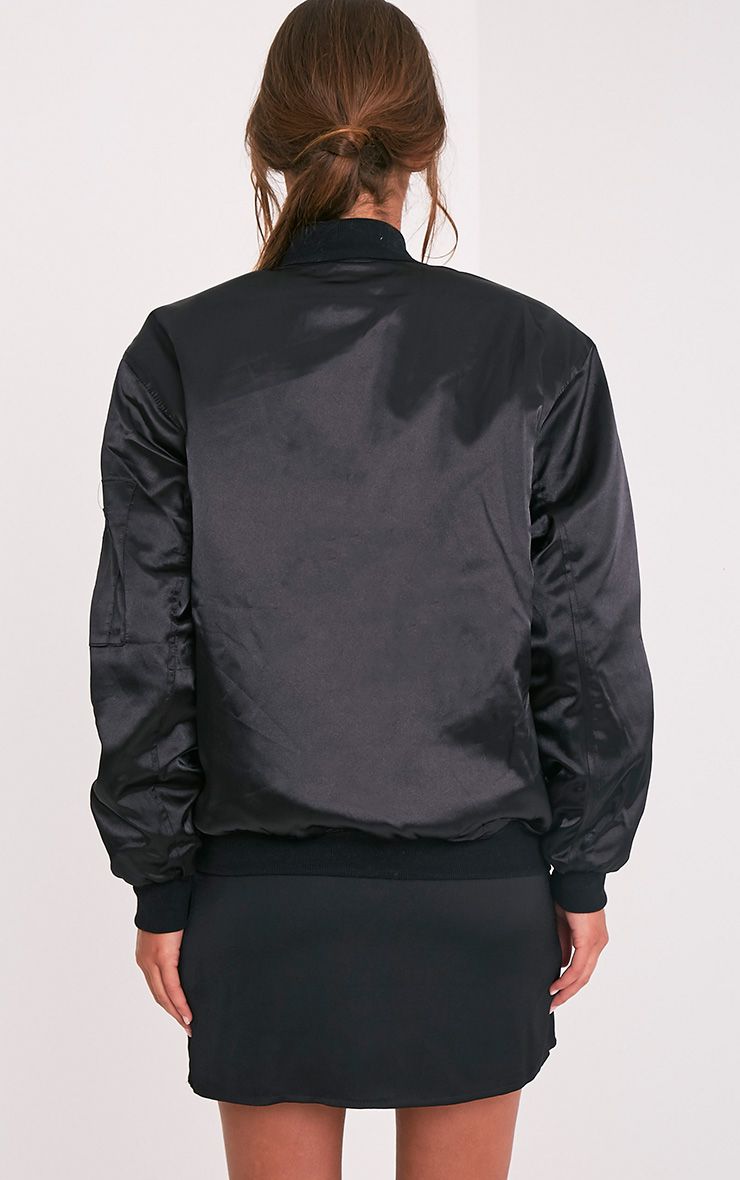 Cruz Black Satin Bomber Jacket Coats & Jackets PrettylittleThing