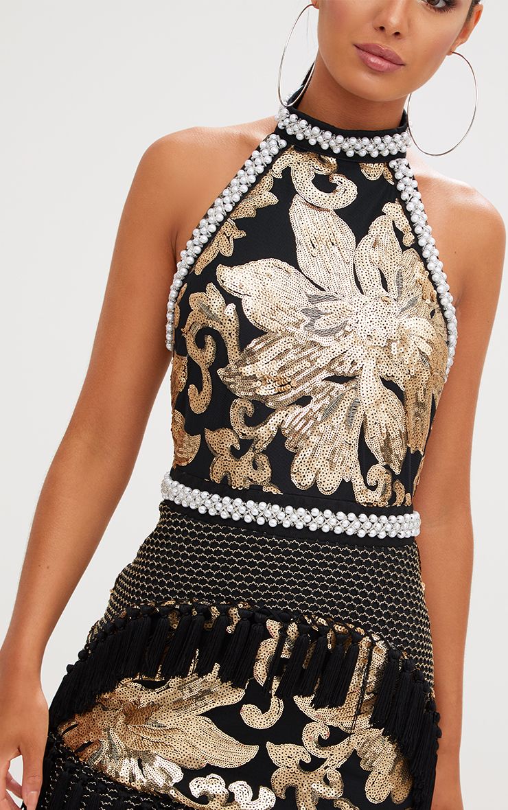 black tassel dress pretty little thing