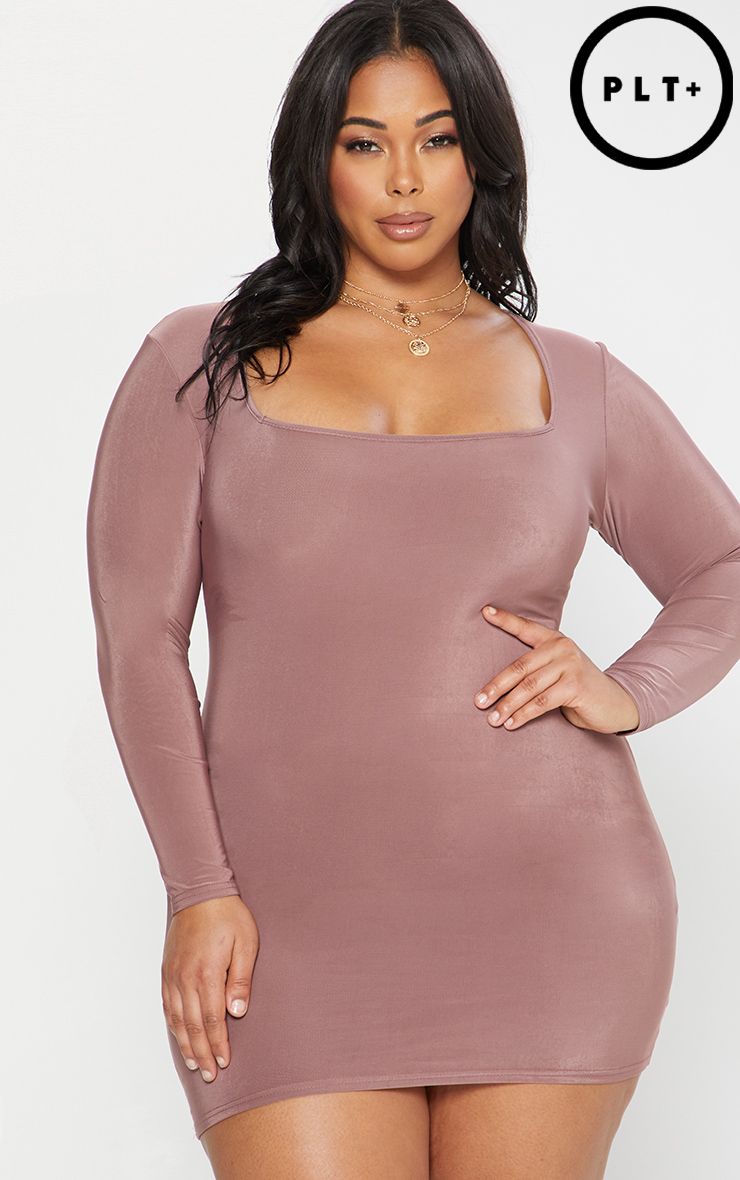 Black second skin slinky square neck bodycon dress primark