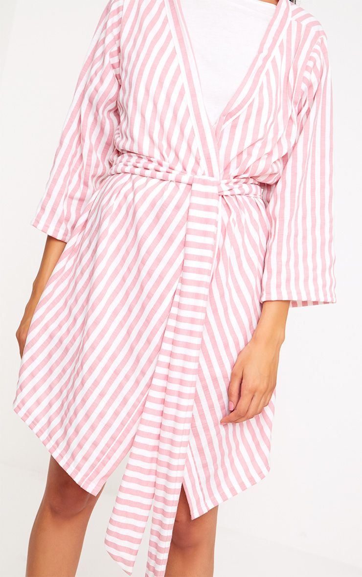 Pink Stripe Dressing Gown. Onesies & Nightwear PrettyLittleThing