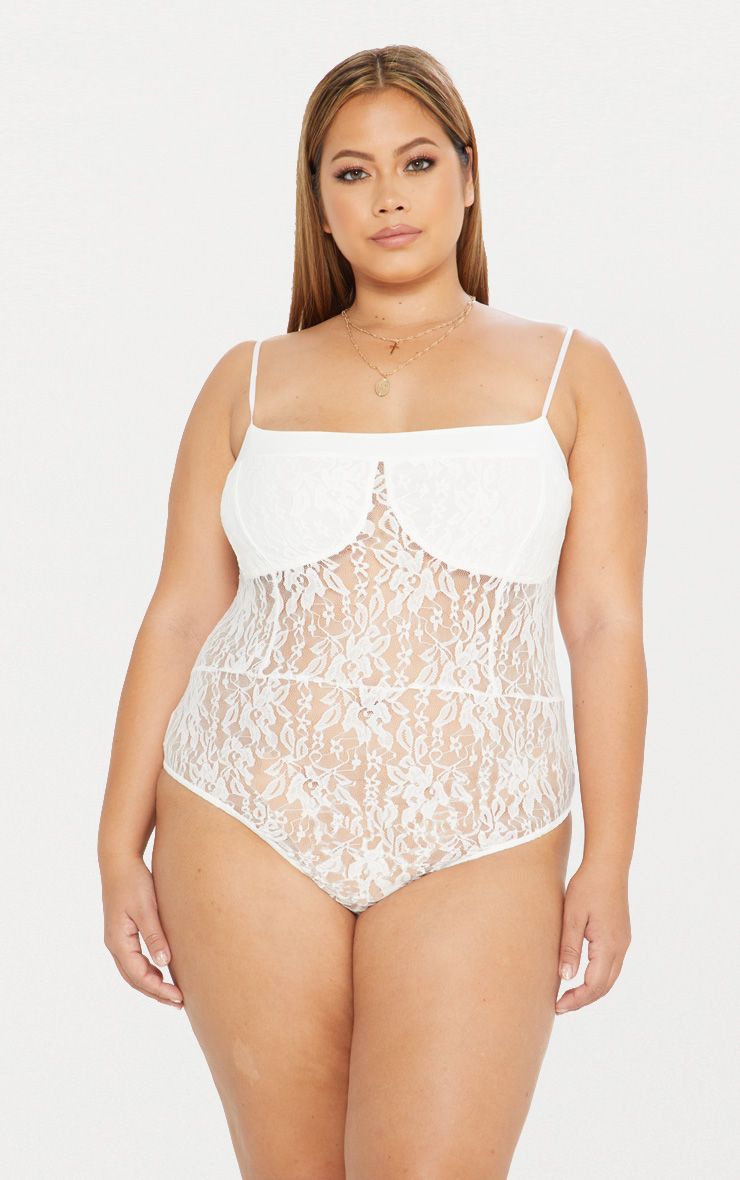 pretty little thing white lace body 4 0