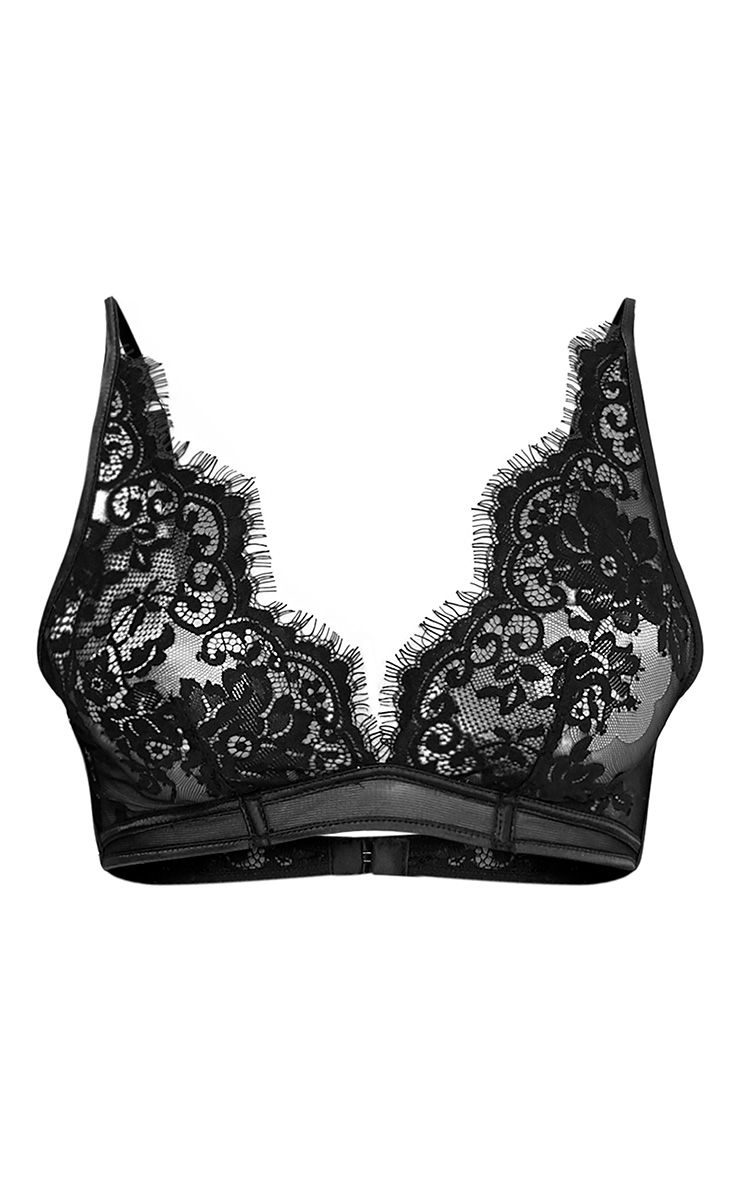 Wendy black sheer lace soft bra 8 men