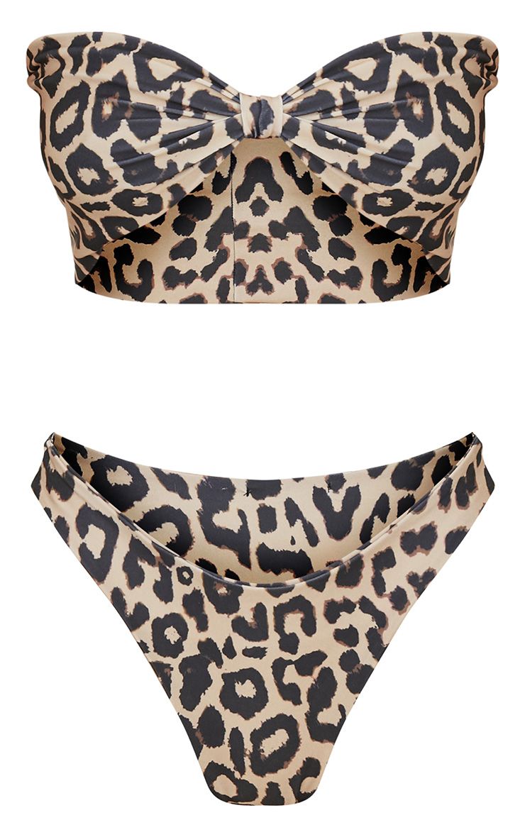 Leopard Bow Bikini Set Swimwear PrettyLittleThing