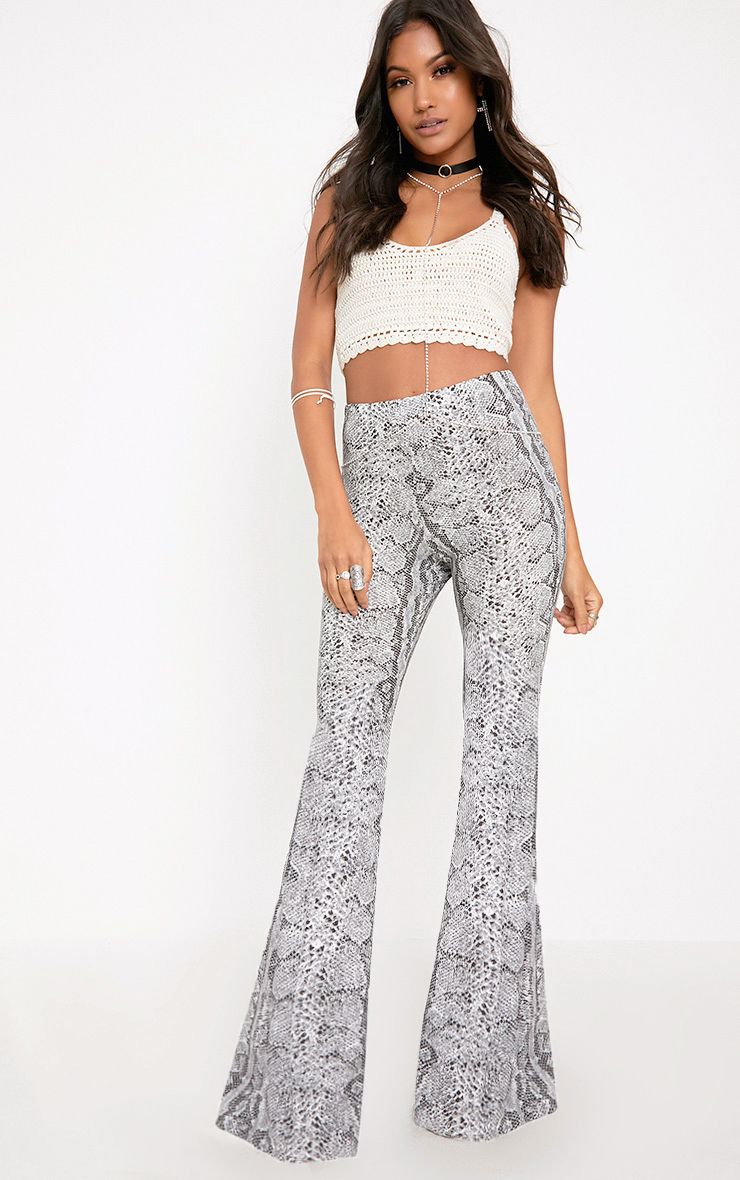 flared print trousers