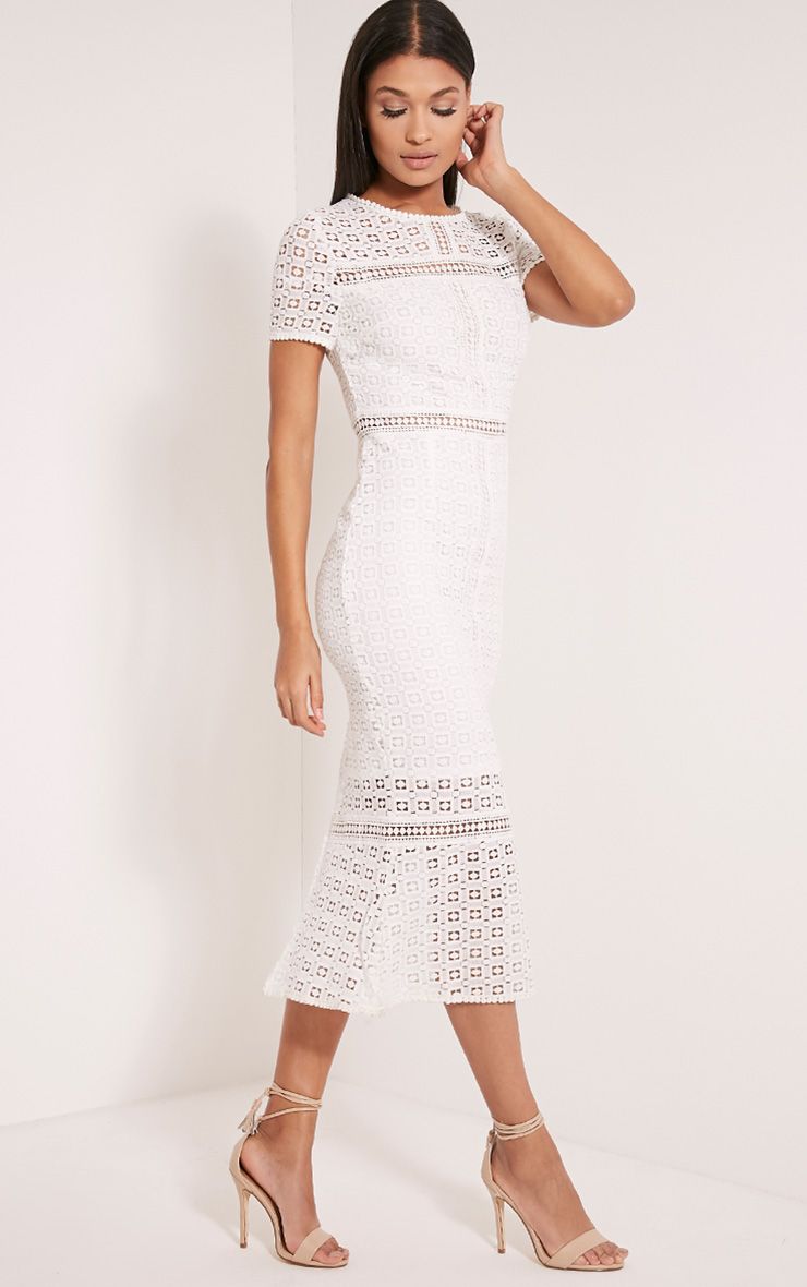 Midira White Crochet Lace Midi Dress - Dresses ... (740 x 1180 Pixel)