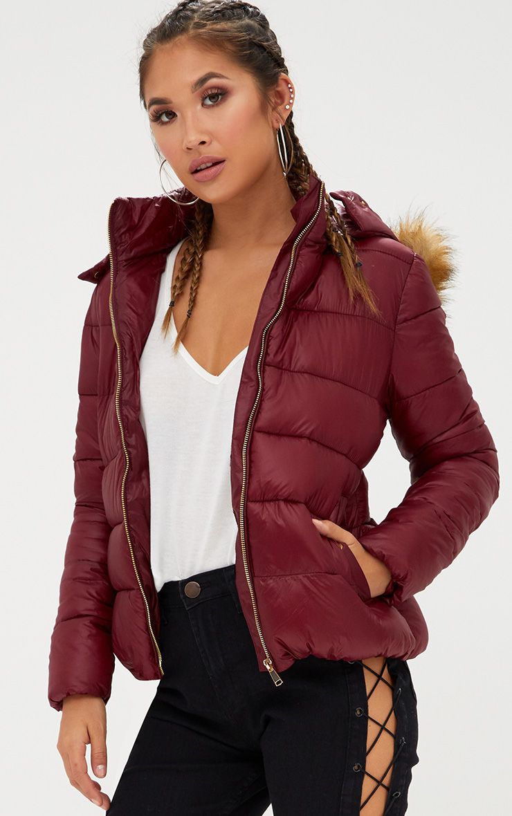 womens puffer jacket with faux fur hood