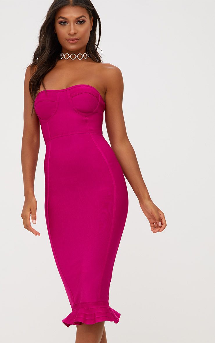 fuchsia bandage dress