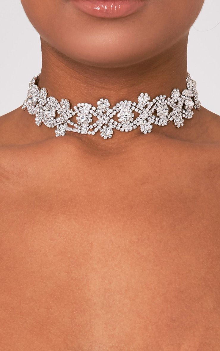 Jena Silver Diamante Choker