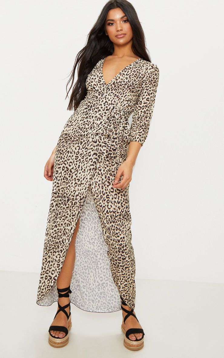pretty little thing leopard print wrap dress