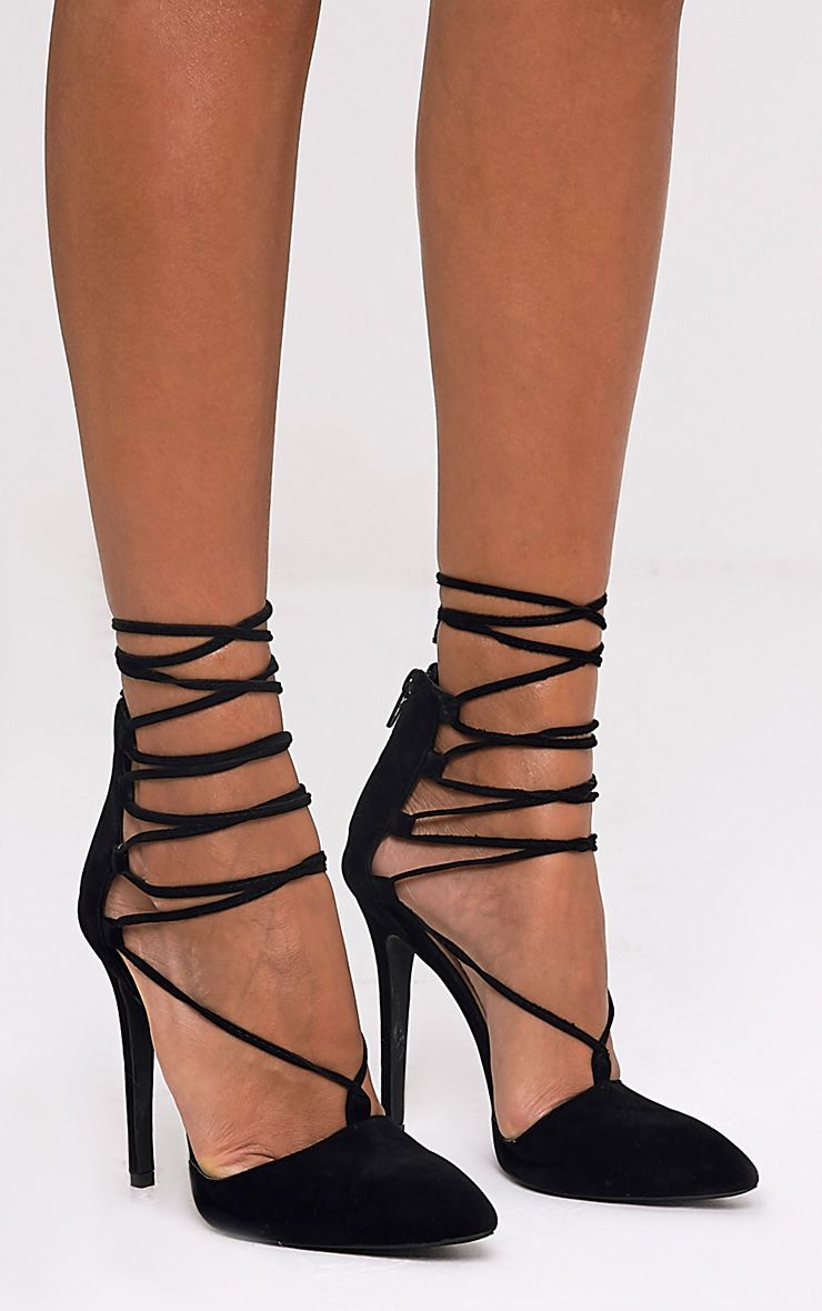 Bali Black Suede Pointed Strappy Lace Up Heels - High Heels - PrettylittleThing | PrettyLittleThing Bali Black Suede Pointed Strappy Lace Up Heels - High Heels - PrettylittleThing | PrettyLittleThing