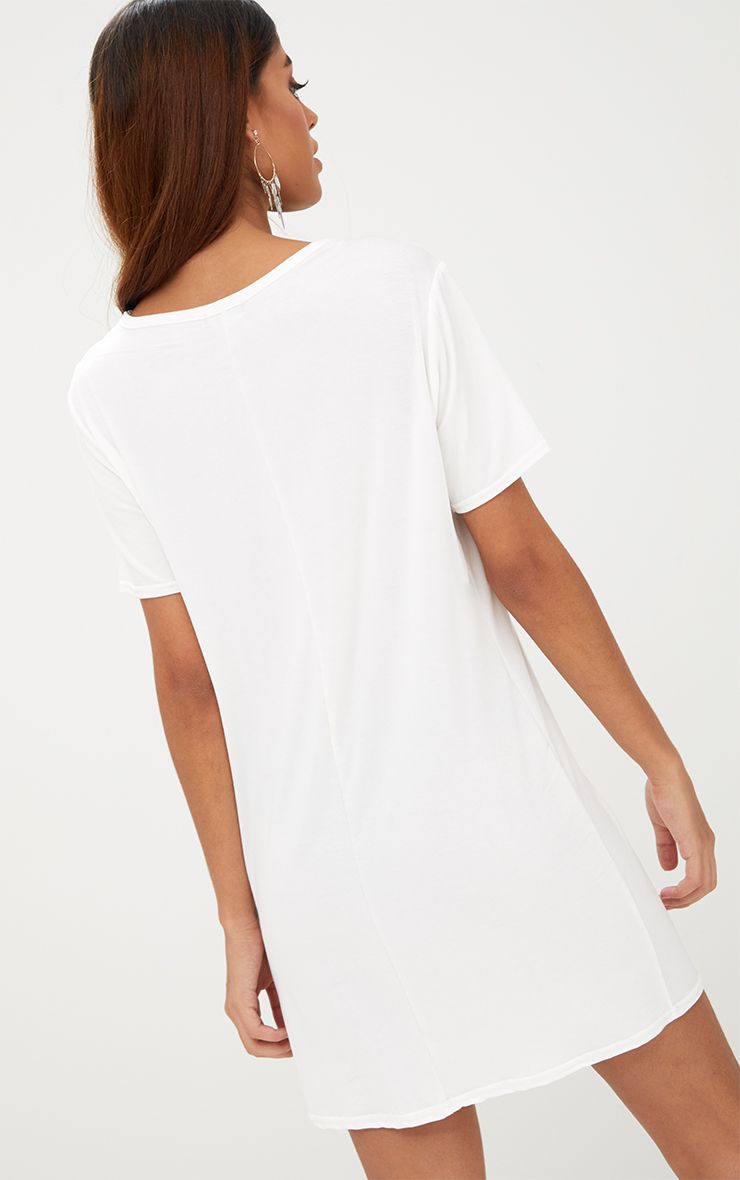 White Embroidered Insert T Shirt Dress. Dresses PrettyLittleThing