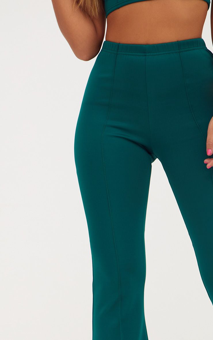 Forest Green High Waist Extreme Flare Long Leg Trousers | PrettyLittleThing