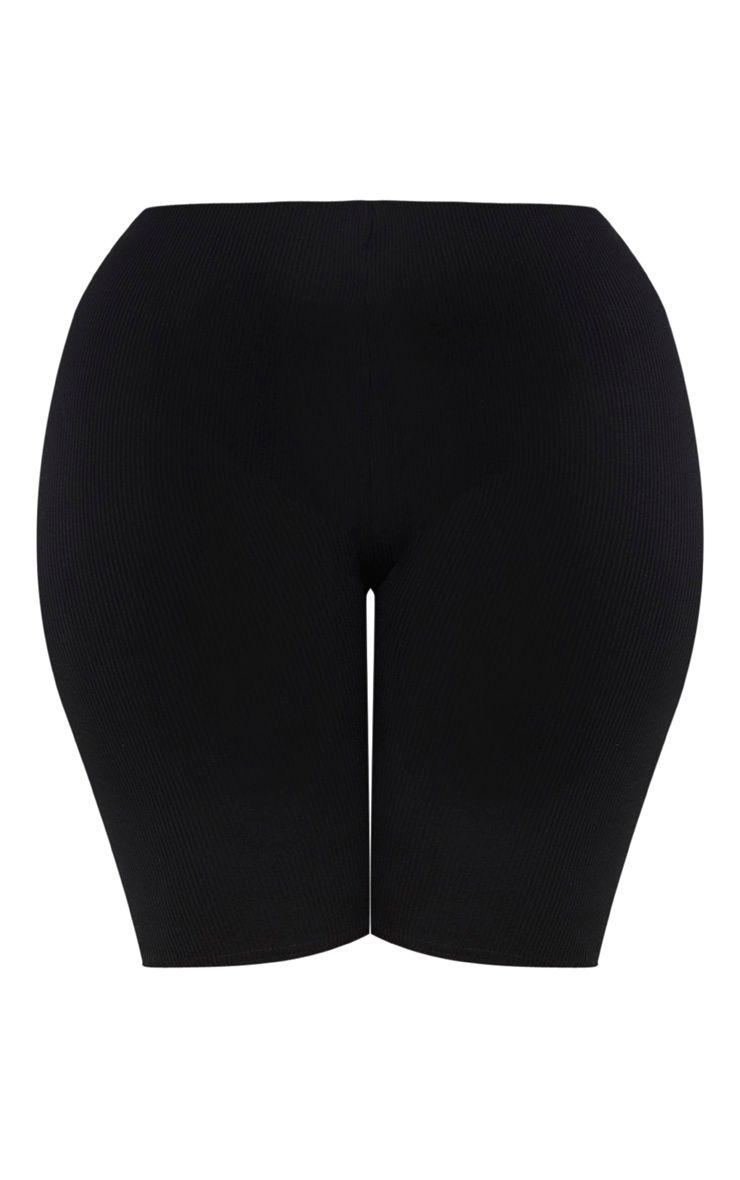 Plus Black Ribbed Cycling Shorts Plus Size PrettyLittleThing