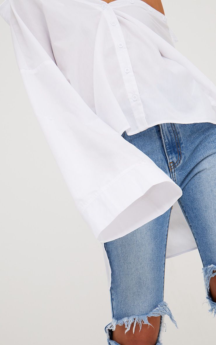 White Oversized Off Shoulder Shirt. Tops PrettyLittleThing