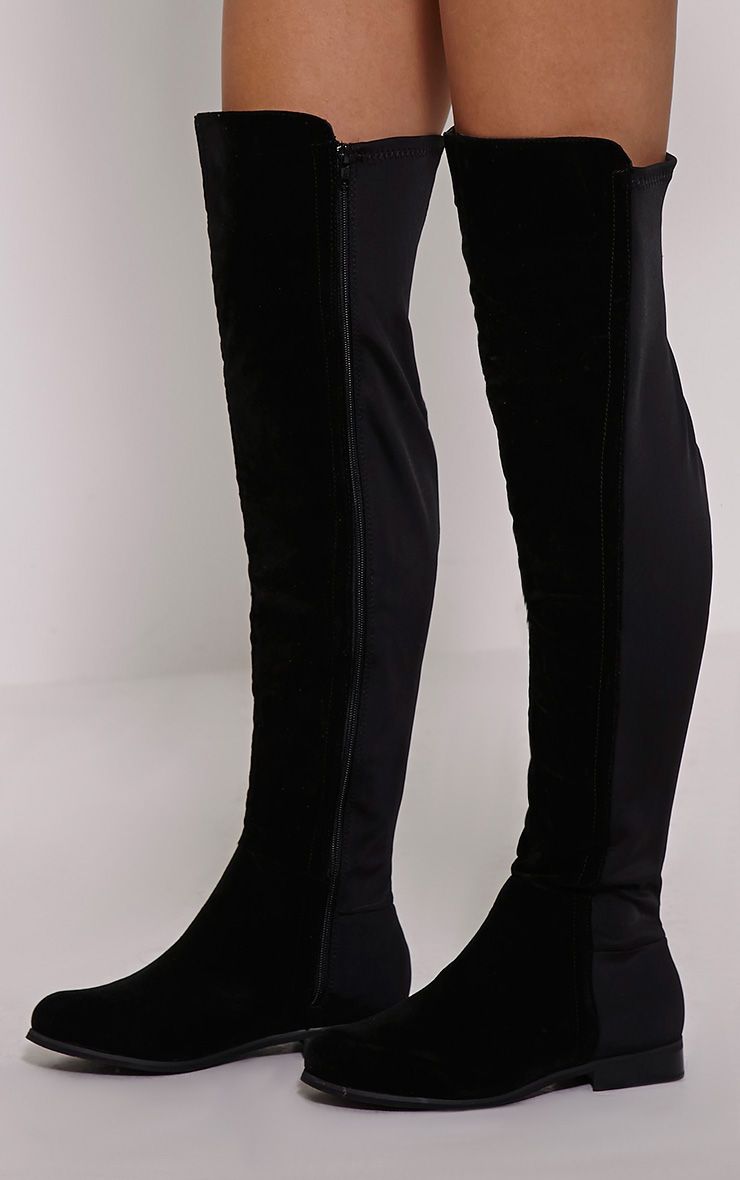 Finley Black Faux Suede Riding Boots Boots PrettylittleThing