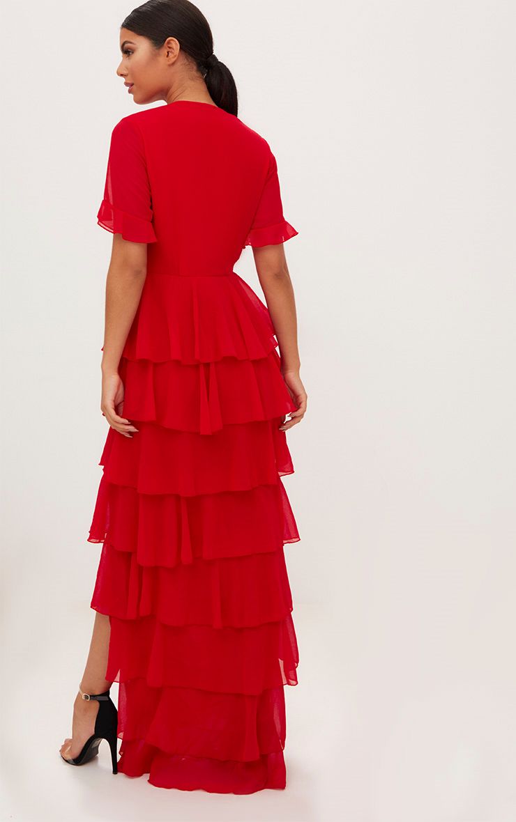 Red Chiffon Maxi Dress