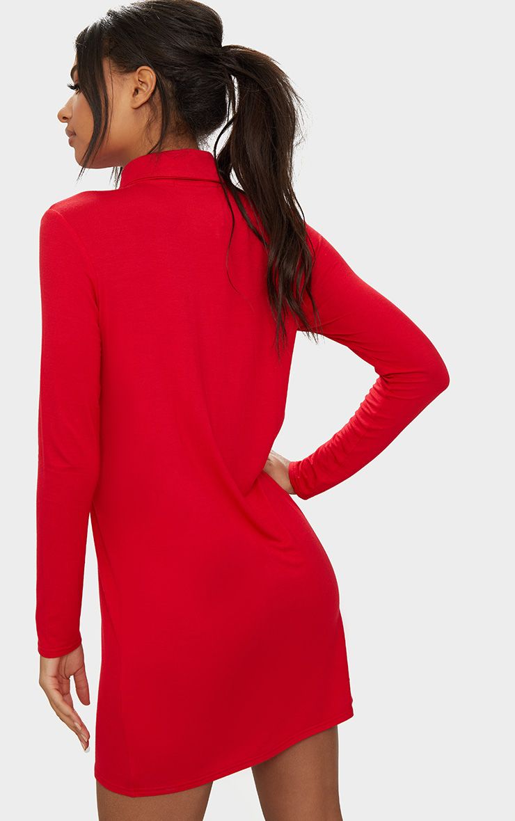 Red Jersey Shirt Dress Dresses PrettyLittleThing