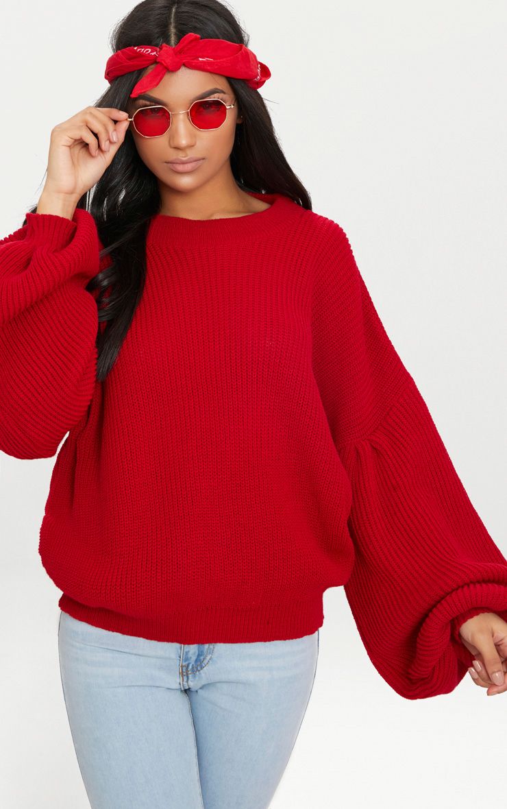 red balloon sleeve jumper