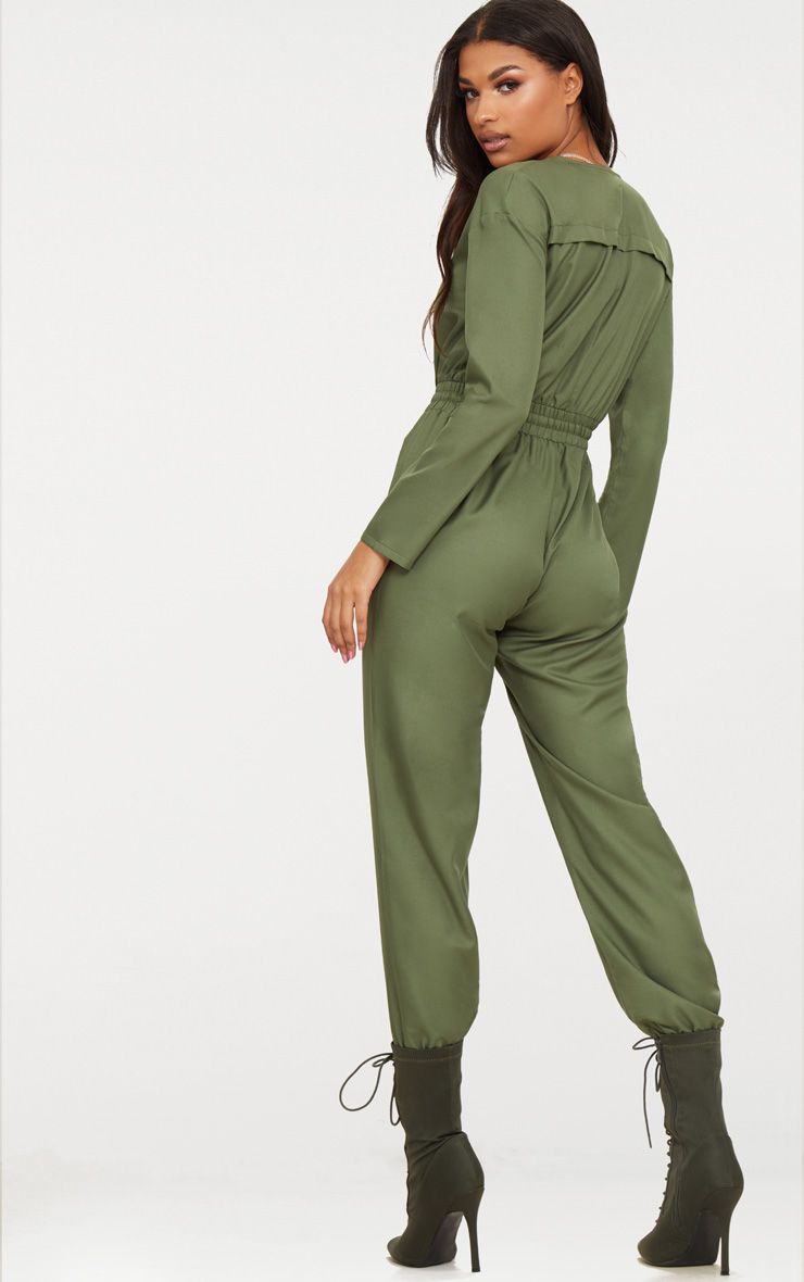 Khaki Utility Jumpsuit PrettyLittleThing