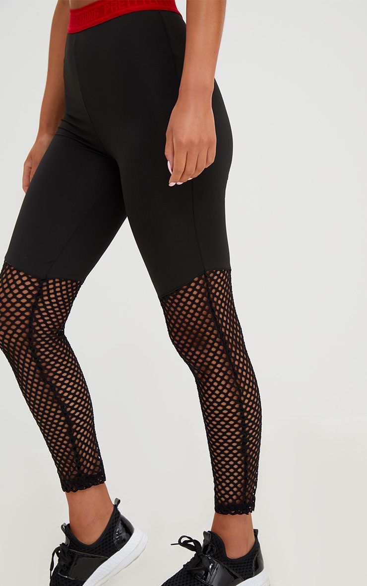 PrettyLittleThing Black Panel Leggings. Activewear