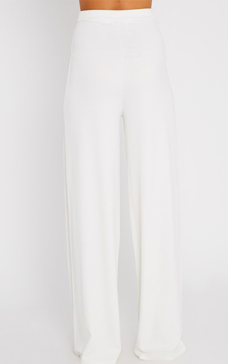 Zafia Cream Crepe Palazzo Trouser - Trousers - Coords - PrettyLittleThing | PrettyLittleThing USA