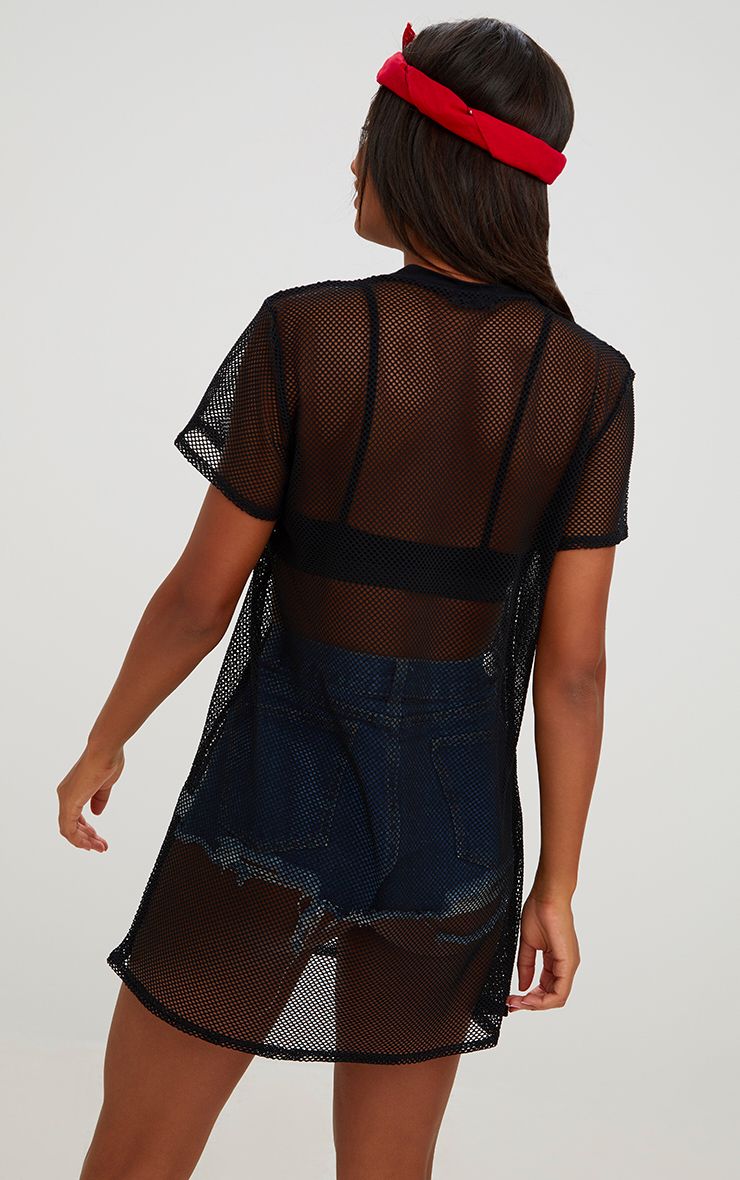 T shirt dress with fishnet tights