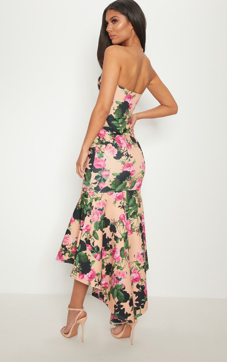 bandeau fishtail midi dress