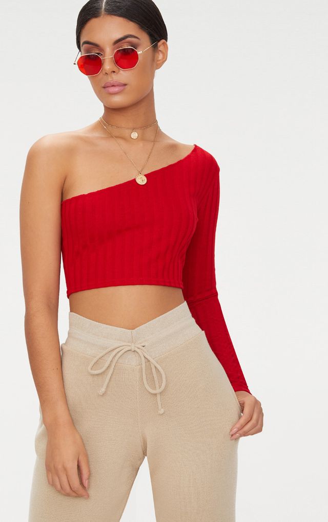 Dark Green Asymmetric Hem Open Knit Sweater