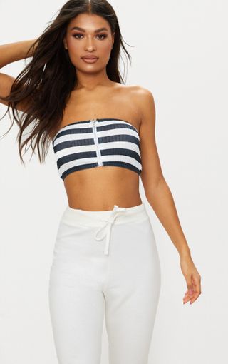 pretty little thing baby blue printed bralet women