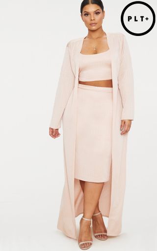 Blush long sleeve lace insert high leg cupped body 4x4 shoulder