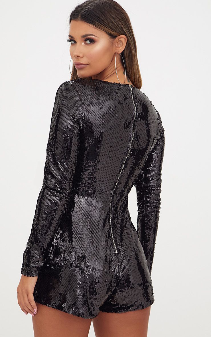 long sleeve sequin playsuit