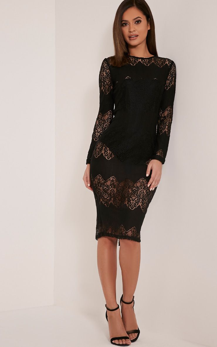 black print sheer mesh body with lace panel guide Black print sheer mesh body with lace panel guide