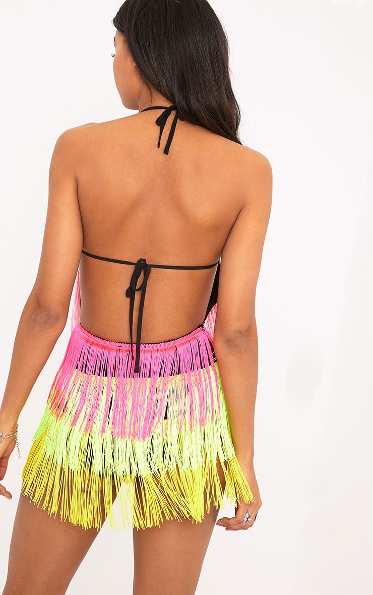 Kristine Bright Tassel Playsuit Playsuits PrettyLittleThing