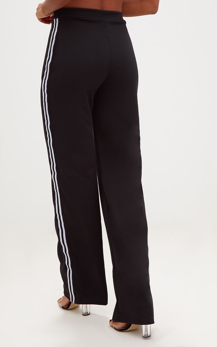 Black Stripe Wide Leg Track Pants Trousers PrettyLittleThing USA