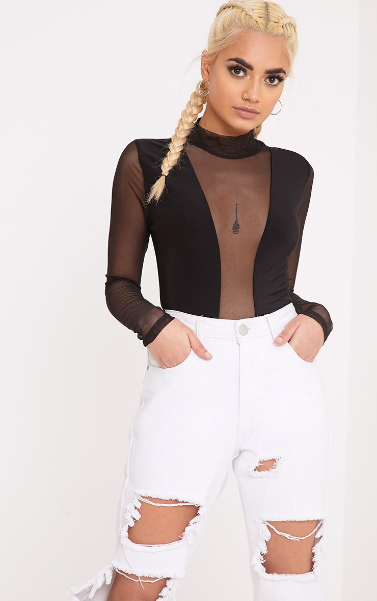 Asos black plunge mesh cut out body with vinegar italy