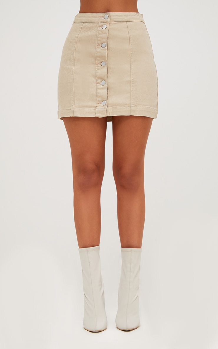 Stone Cammie Denim Mini Skirt Denim PrettylittleThing