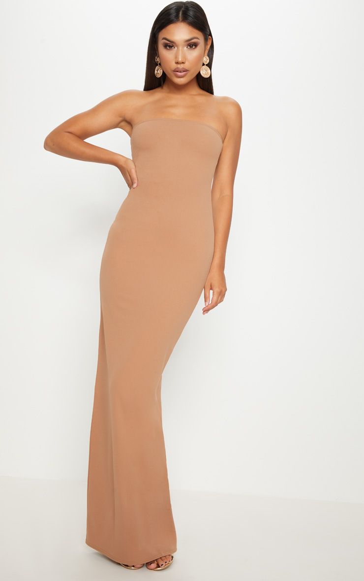 bandeau bodycon maxi dress