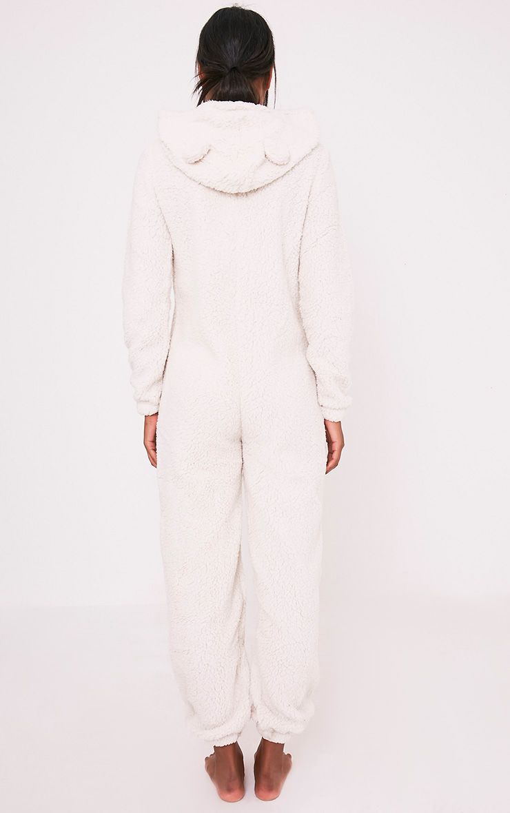 White Sherpa Fleece Onesie Nightwear & Onesies PrettylittleThing