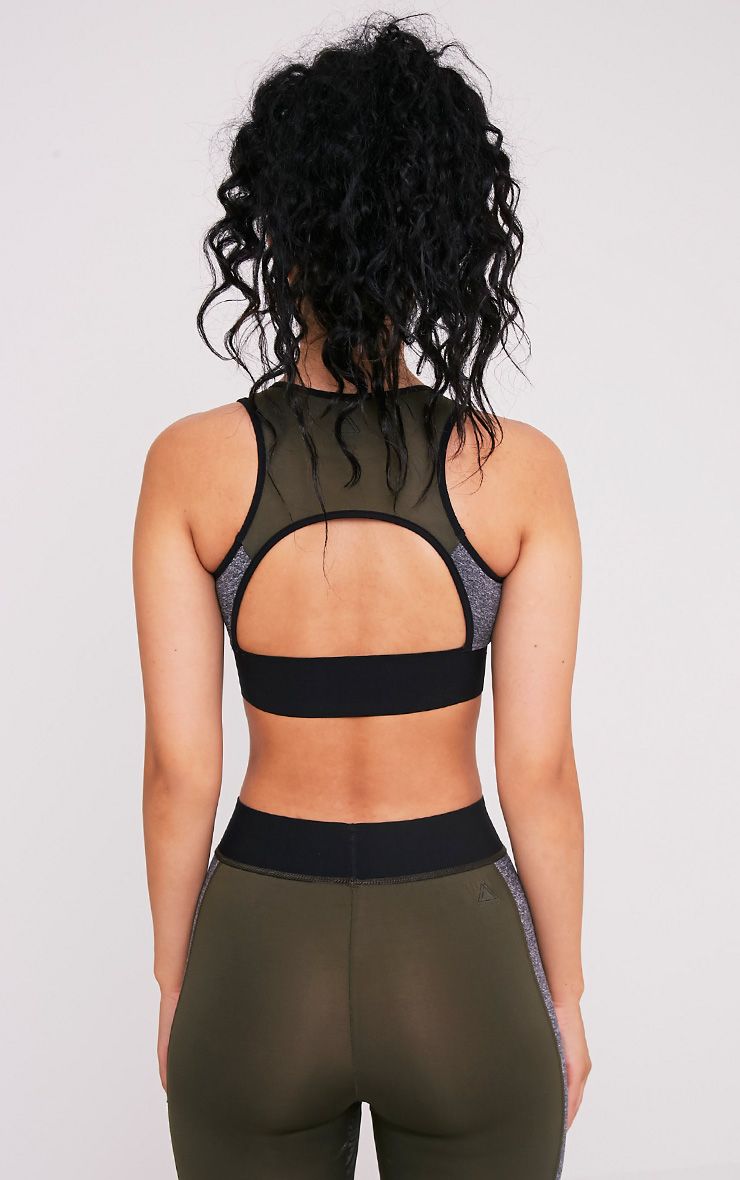 Pretty little thing khaki sports bra 16